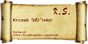 Krcsek Sándor névjegykártya