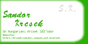 sandor krcsek business card